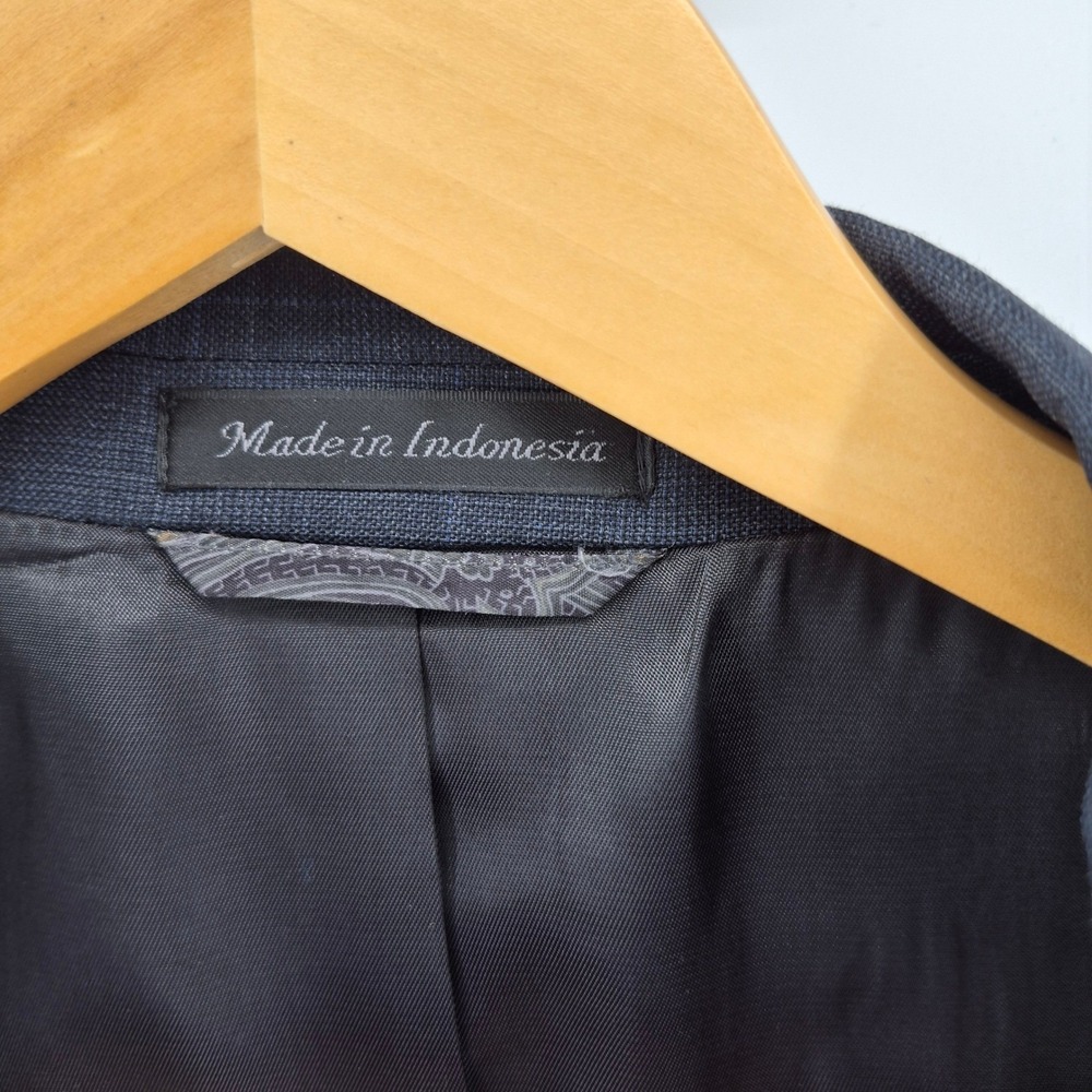Lauren Ralph Lauren 50L Wool Blazer Navy Windowpane Sport Coat 2 Button USA - Picture 10 of 16